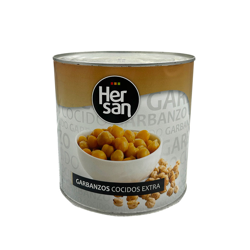 garbanzos cocidos extra, en lata de 3kg, vendido por Aceites Rafael Salgado