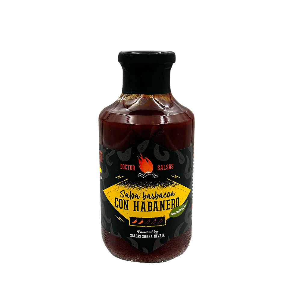 Salsa barbacoa con habanero en envase de 500ml. vendido por Aceites Rafael Salgado